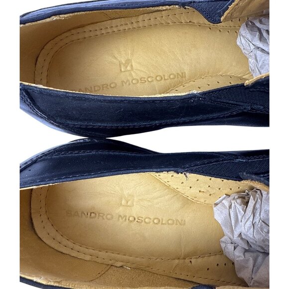 Sandro Moscoloni Men's Berwyn Venetian Leather Black Slip On Loafers Size 12 D - Picture 8 of 10